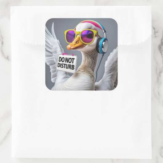 Do Not Disturb Goose Vierkante Sticker (Tas)
