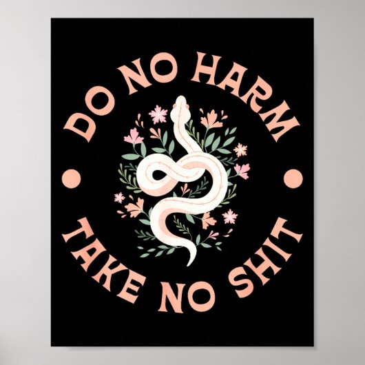 Do Not Harm Take No Funny Sarcastic Quotes Sarcasm Poster (Voorkant)