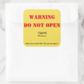 "Do Not Open" Bagage Vierkante Sticker (Tas)