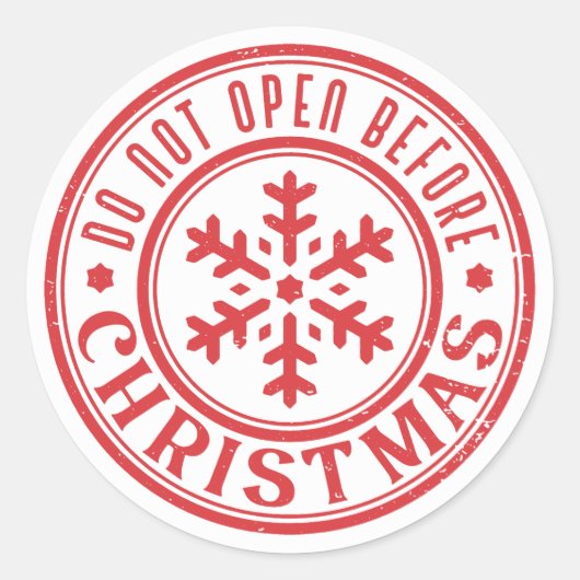 Do not open before Christmas Ronde Sticker (Voorkant)