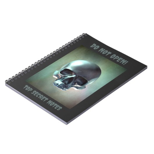 Do Not Open! Top Secret Notes. 3D skull render Notitieboek (Linkerzijde)