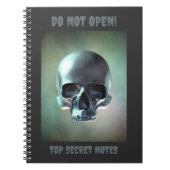 Do Not Open! Top Secret Notes. 3D skull render Notitieboek (Voorkant)