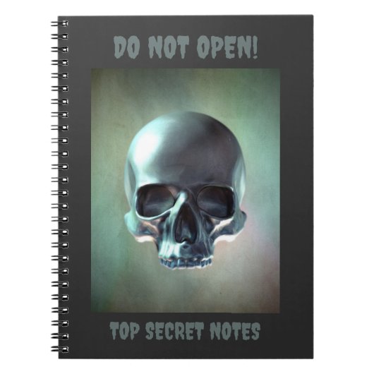 Do Not Open! Top Secret Notes. 3D skull render Notitieboek (Voorkant)