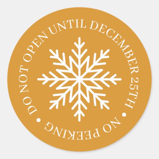 Do Not Open Until Christmas Gold Ronde Sticker (Voorkant)