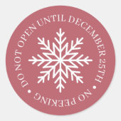 Do Not Open Until Christmas Mauve Ronde Sticker (Voorkant)