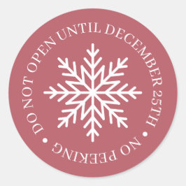 Do Not Open Until Christmas Mauve Ronde Sticker