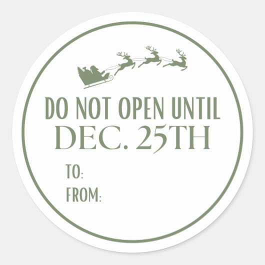 Do Not Open Until Christmas Santa Ronde Sticker (Voorkant)