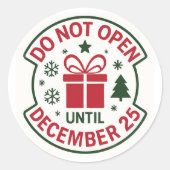 "DO NOT OPEN UNTIL DECEMBER 25" Gift Sticker (Voorkant)