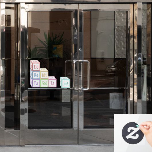"Do re Mi Fa so La Ti" gestapelde muziekblokken Raamsticker (Kantoordeur)