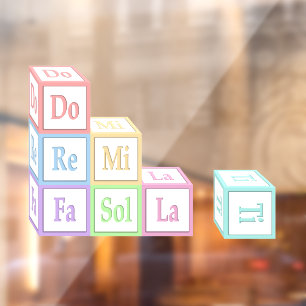 "Do re Mi Fa so La Ti" gestapelde muziekblokken Raamsticker