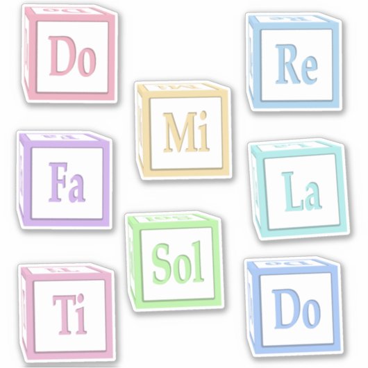 Do Re Mi Fa Sol La Ti Solfege Muziek.Baby Blokken Sticker (Voorkant)