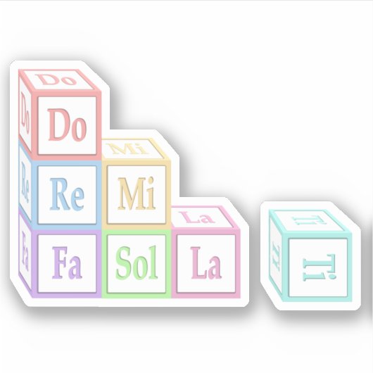 "Do Re Mi" Gestapelde Muziekinstrument Babyblokken Sticker (Voorkant)
