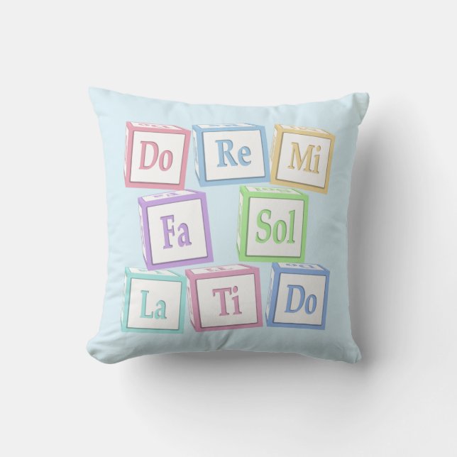 "Do Re Mi" Octave Solfeggio Musical Baby Blokken Kussen (Voorkant)