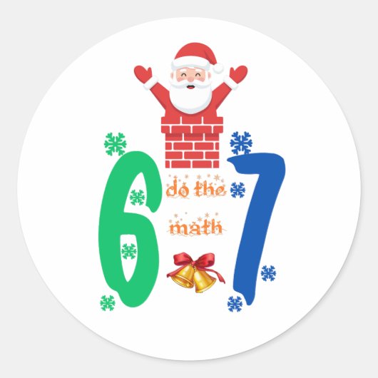 Do The Math 67 Meme Christmas Ronde Sticker (Voorkant)