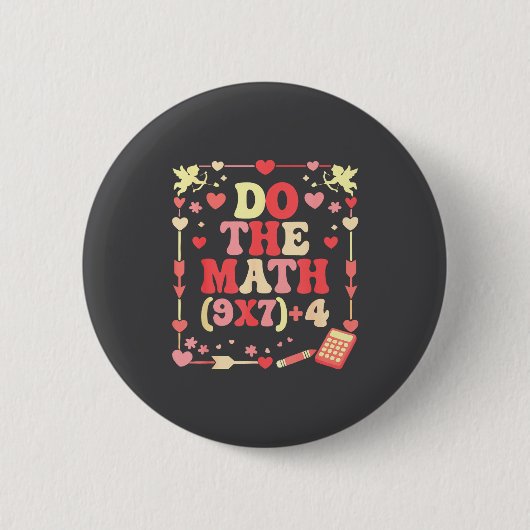 Do The Math Equation Valentine's Day Math Teacher  Ronde Button 5,7 Cm (Voorkant)