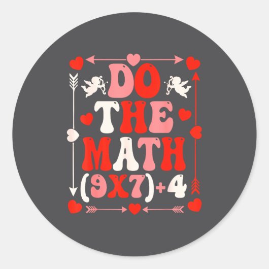 Do The Math Teacher 67 Meme Six Seven Valentine's Ronde Sticker (Voorkant)