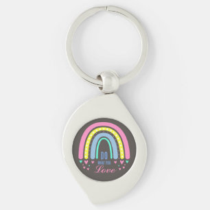 "DO WHAT YOU LOVE" CITAAT RETRO BOHO RAINBOW METAL SLEUTELHANGER