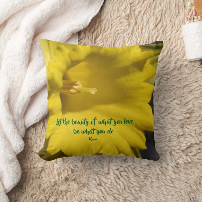 Do What You Love Daffodil Inspirational Rumi Quote Kussen (Deken)