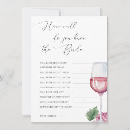 Do You Know The Bride Vino before Vows Bridal Game Kaart