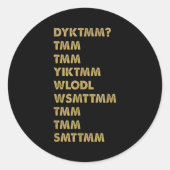 Do You Know The Muffin Man_ Dyktmm_ Funny Nostalgi Ronde Sticker (Voorkant)