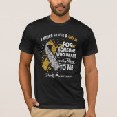 Doaf Awareness Warrior Support Silver&Gold Ribbon T-shirt (Voorkant)