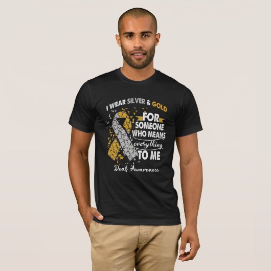 Doaf Awareness Warrior Support Silver&Gold Ribbon T-shirt (Voorkant volledig)