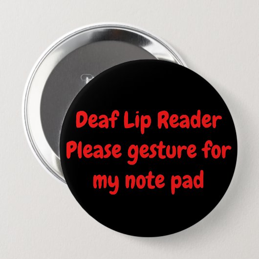 Doaf Lip Reader Gesture for Notepad Alert Message Ronde Button 4,0 Cm (Voorkant /achterkant)