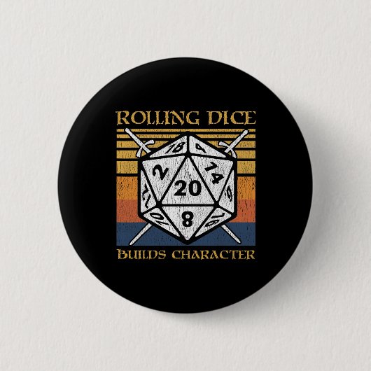 Dobbelen Bouwt Karakter Grappige Rpg Tafelblad G Ronde Button 5,7 Cm (Voorkant)