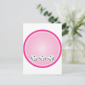 dobbelsteen met roze cirkel aanpasbaar briefkaart (Staand voorkant)