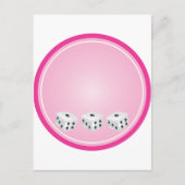 dobbelsteen met roze cirkel aanpasbaar briefkaart (Voorkant)