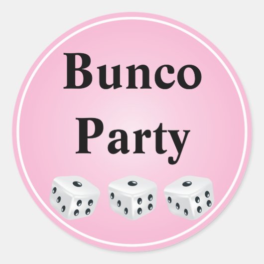 dobbelsteen met roze cirkel aanpasbaar ronde sticker (Voorkant)