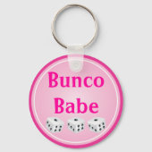 dobbelsteen met roze cirkel aanpasbaar sleutelhanger (Voorkant)