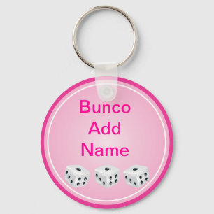 dobbelsteen met roze cirkel aanpasbaar sleutelhanger