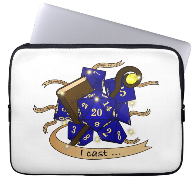 Dobbelsteenontwerp voor tovenaars laptop sleeve (Voorkant)