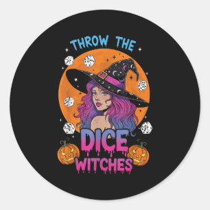 Dobbelstenen Hekserij Bunco Feest Grappige Hallowe Ronde Sticker