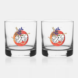 Dobbelstenen in Parallel Universum Whisky Glas