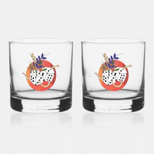 Dobbelstenen in Parallel Universum Whisky Glas (Voorkant)