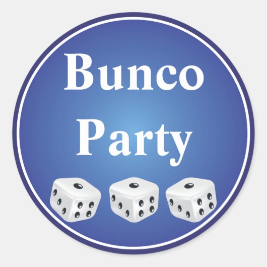 dobbelstenen met blauwe cirkel aanpasbaar ronde sticker (Voorkant)