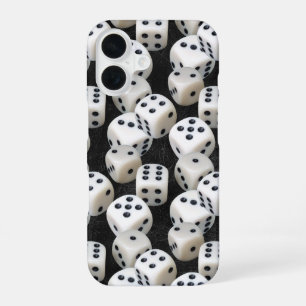 Dobbelstenen Op Zwarte Leer iPhone 16 Hoesje
