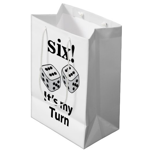 Dobbelstenen Rollen Zes Het Is Mijn Beurt Dobbelst Medium Cadeauzakje (Voorkant Gekanteld)