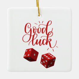 dobbelstenen voor geluksdag keramisch ornament