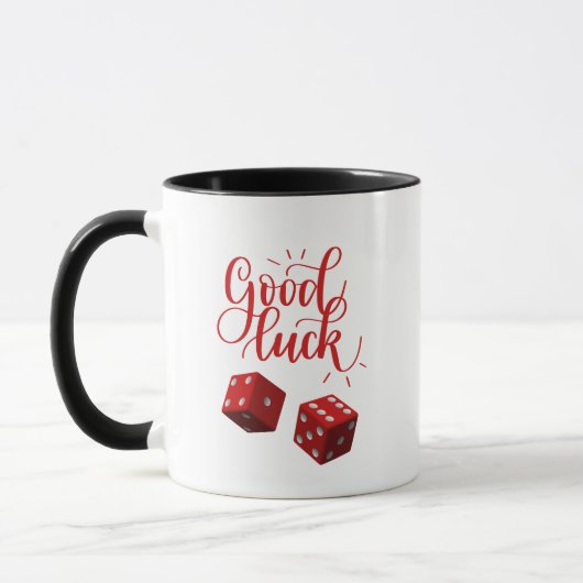 dobbelstenen voor geluksdag mok (Links)
