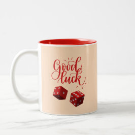 dobbelstenen voor geluksdag tweekleurige koffiemok
