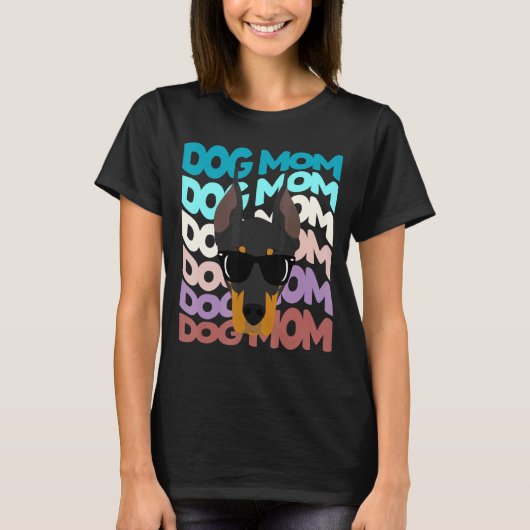 Dobberman mama Cool Retro Dog mama T-shirt (Voorkant)