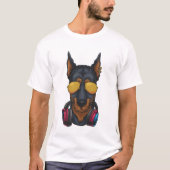 Dobberman Moderne Witte en Zwarte Kunst Trendy T-shirt (Voorkant)