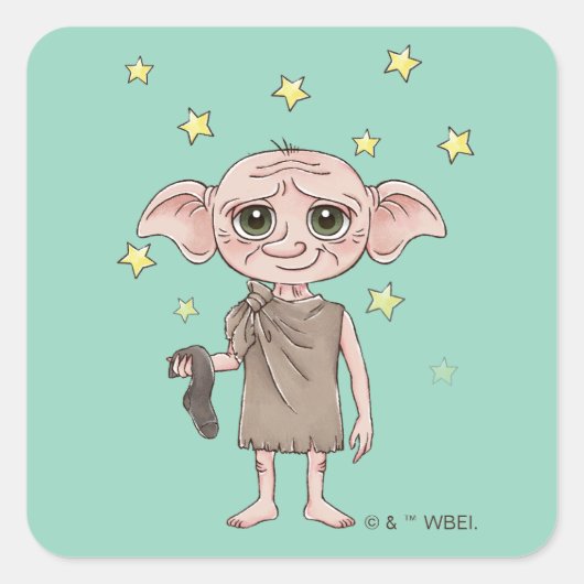 Dobby-watercolorakterkunst Vierkante Sticker (Voorkant)