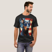 Doberman 4 juli Amerikaanse vlag T-shirt (Voorkant volledig)