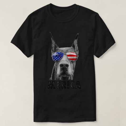 Doberman 4 juli Merica Mannen Amerikaanse vlag chr T-shirt (Design voorkant)