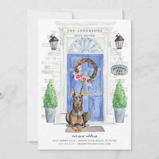 Doberman Aankondiging voor het verplaatsen van voo (Voorkant)