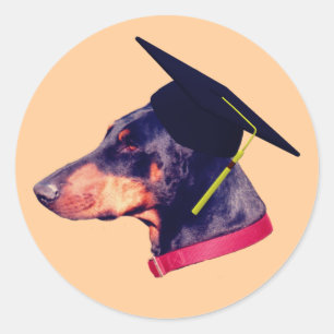 Doberman Afstuderen Pet Funny Ronde Sticker